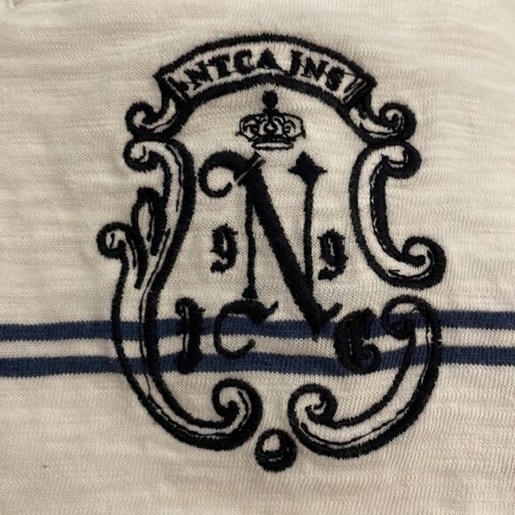 Nautica Jeans Co. White Striped Polo Shirt Men's Size XXL 2XL Crest Retro - Picture 9 of 10